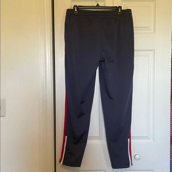 VTG Women’s M Champion track pants blue with red side stripe pockets zip ankles - Picture 10 of 13